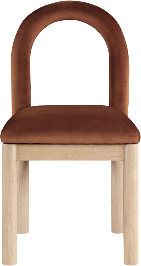 Conrad Velvet Upholstered Dining Chair in Cognac - 11007Cognac-C