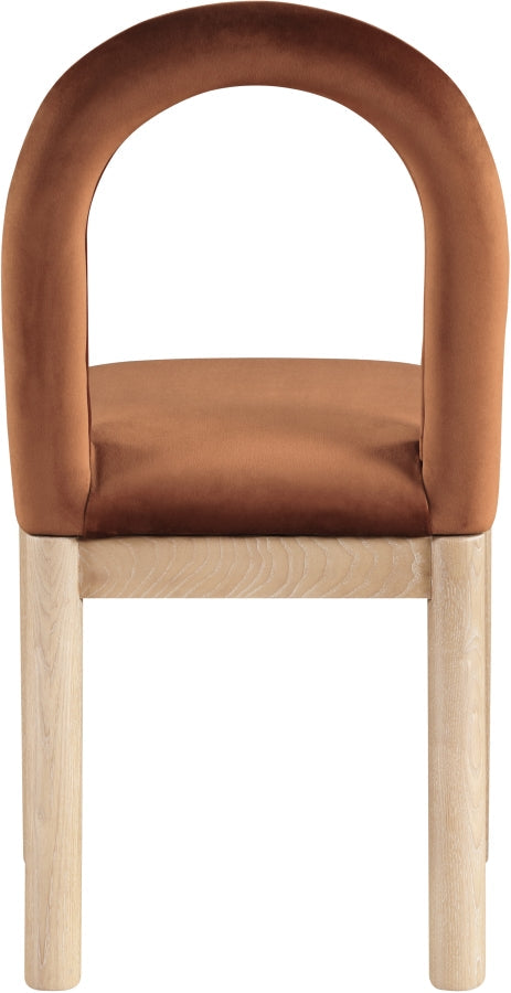 Conrad Velvet Upholstered Dining Chair in Cognac - 11007Cognac-C