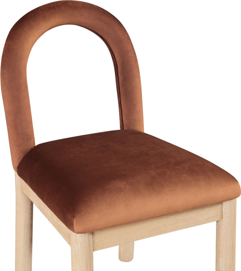 Conrad Velvet Upholstered Dining Chair in Cognac - 11007Cognac-C