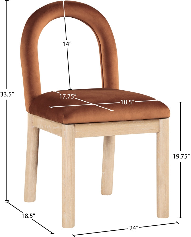 Conrad Velvet Upholstered Dining Chair in Cognac - 11007Cognac-C