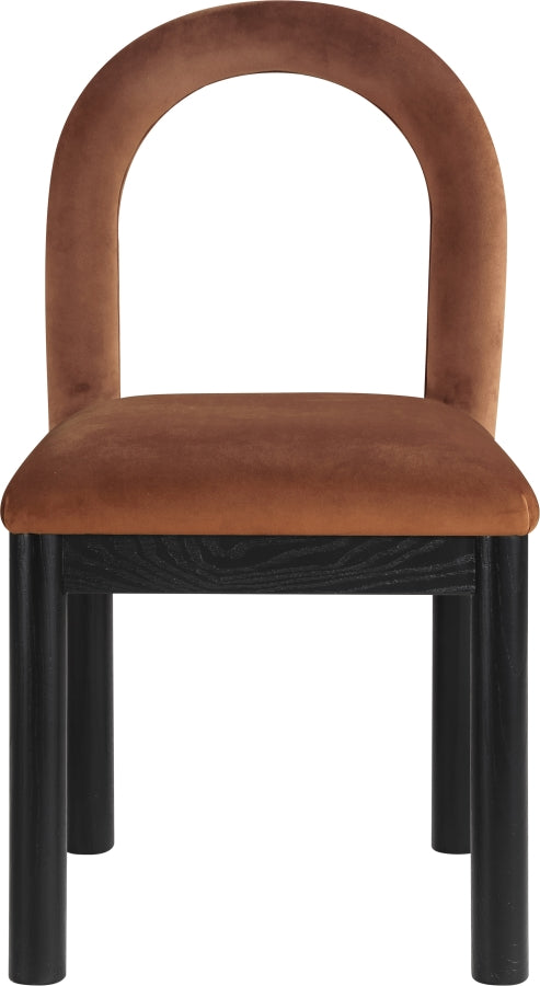 Conrad Velvet Upholstered Dining Chair in Cognac - 11008Cognac-C