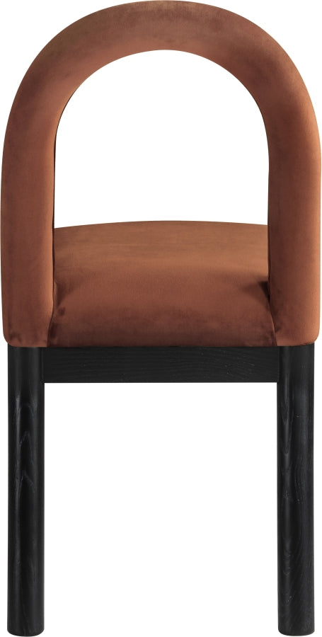 Conrad Velvet Upholstered Dining Chair in Cognac - 11008Cognac-C