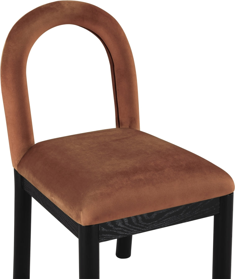 Conrad Velvet Upholstered Dining Chair in Cognac - 11008Cognac-C