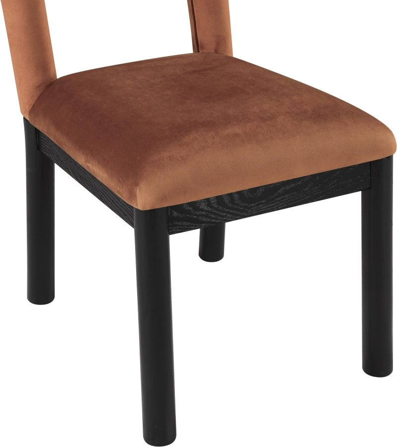 Conrad Velvet Upholstered Dining Chair in Cognac - 11008Cognac-C