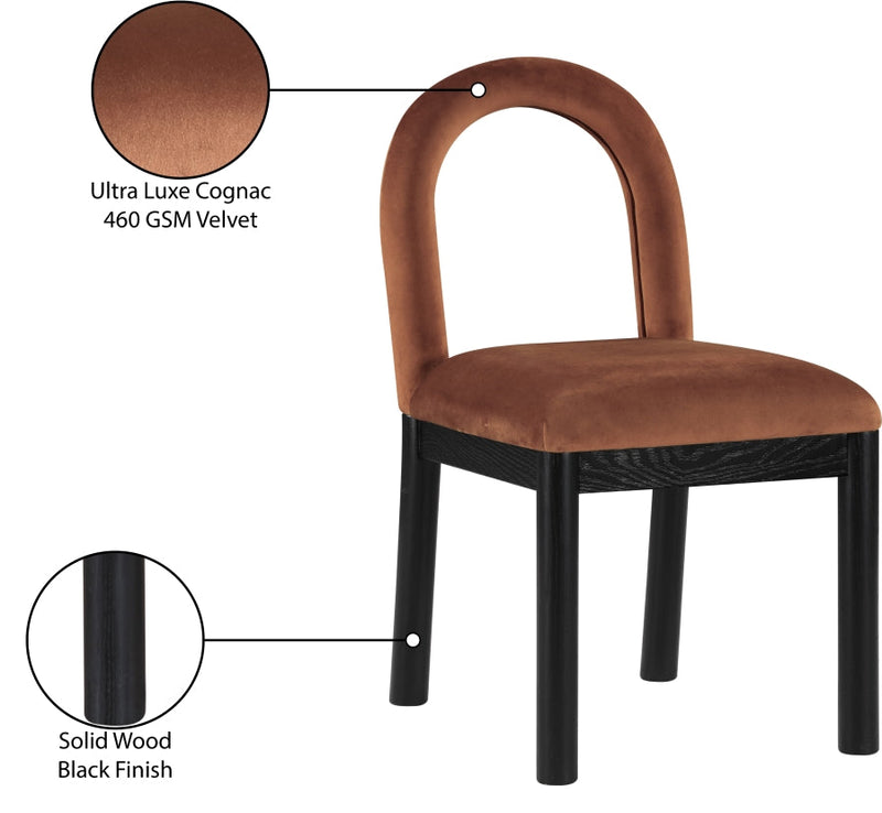 Conrad Velvet Upholstered Dining Chair in Cognac - 11008Cognac-C