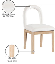 Conrad Velvet Upholstered Dining Chair in Cream - 11007Cream-C