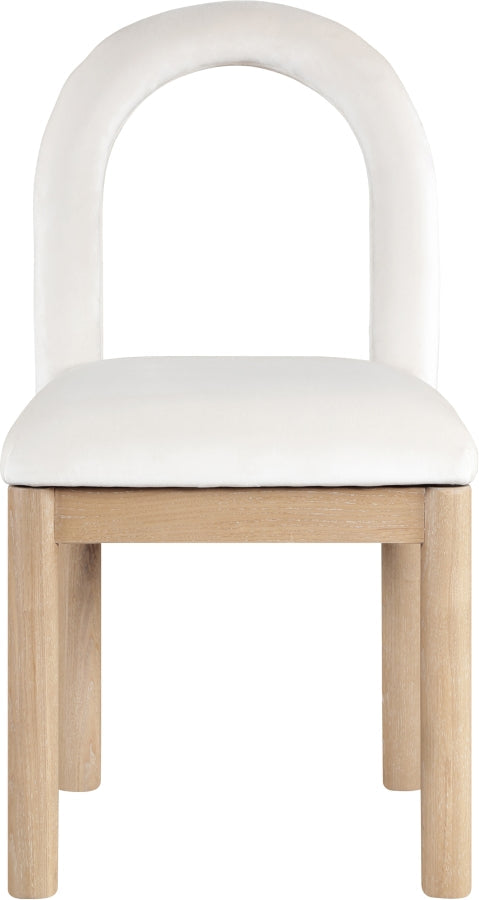 Conrad Velvet Upholstered Dining Chair in Cream - 11007Cream-C