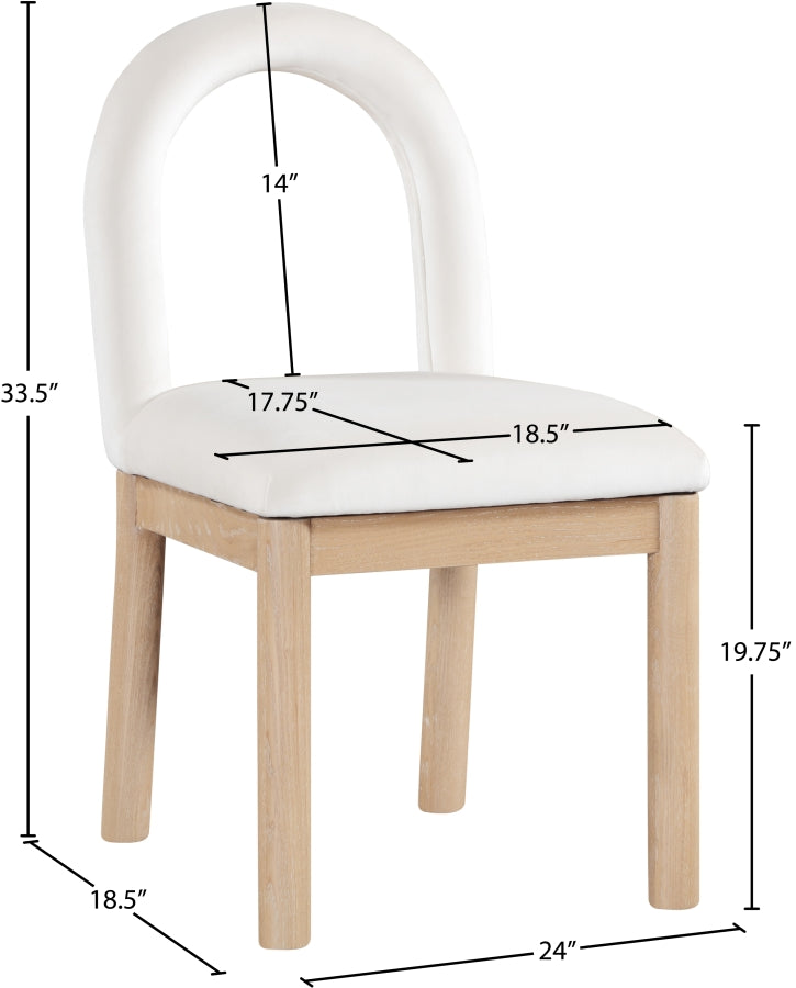 Conrad Velvet Upholstered Dining Chair in Cream - 11007Cream-C