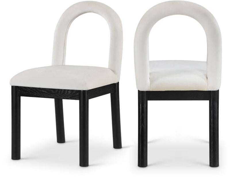 Conrad Velvet Upholstered Dining Chair in Cream - 11008Cream-C