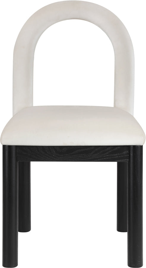 Conrad Velvet Upholstered Dining Chair in Cream - 11008Cream-C
