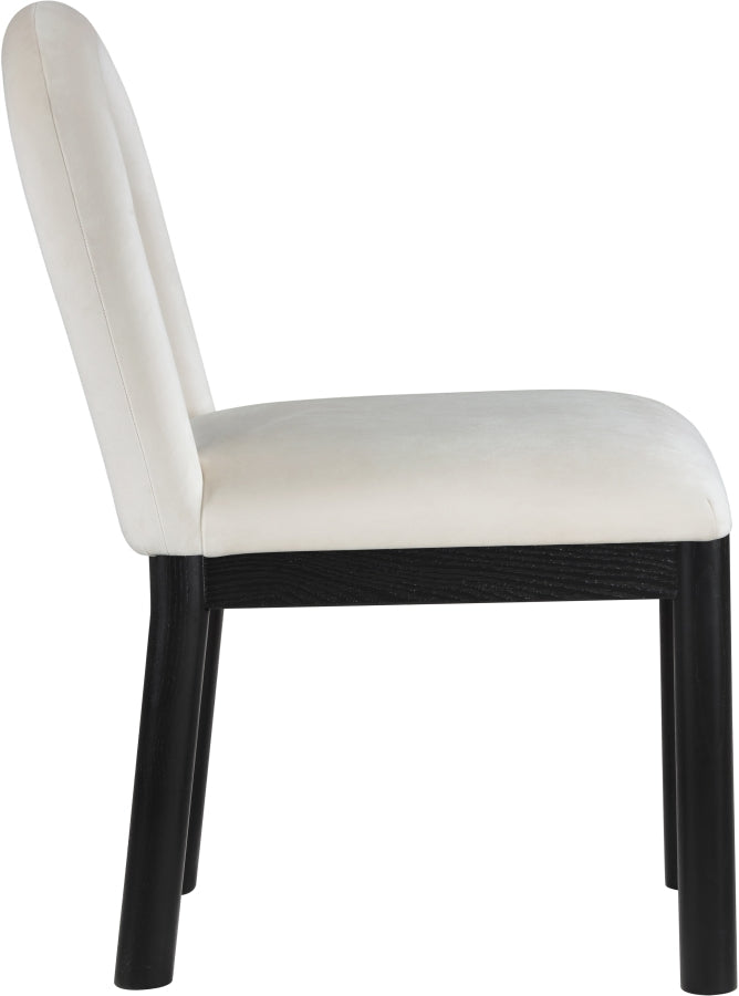 Conrad Velvet Upholstered Dining Chair in Cream - 11008Cream-C