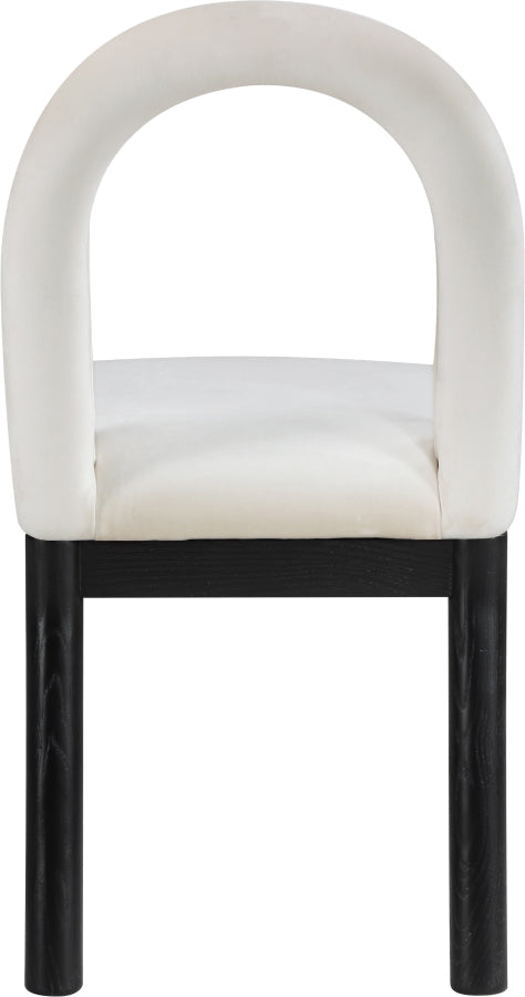Conrad Velvet Upholstered Dining Chair in Cream - 11008Cream-C