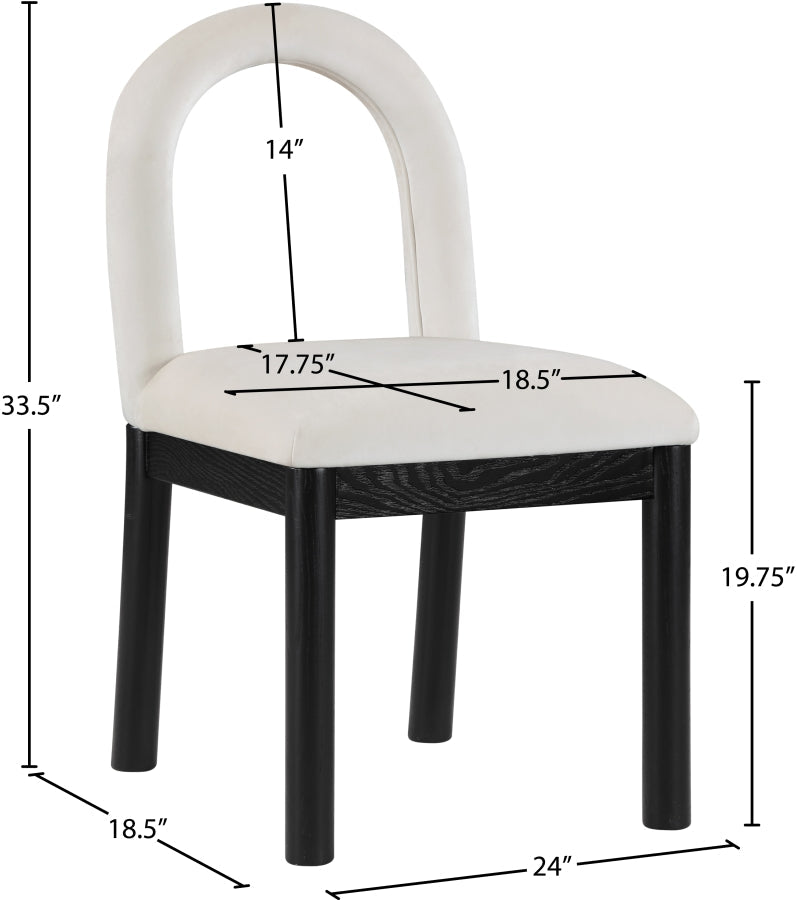 Conrad Velvet Upholstered Dining Chair in Cream - 11008Cream-C