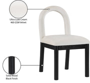 Conrad Velvet Upholstered Dining Chair in Cream - 11008Cream-C