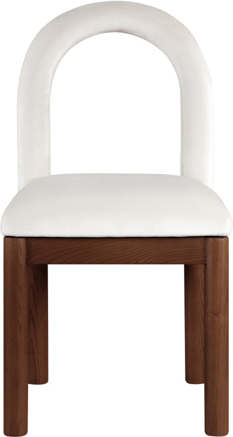 Conrad Velvet Upholstered Dining Chair in Cream - 11009Cream-C