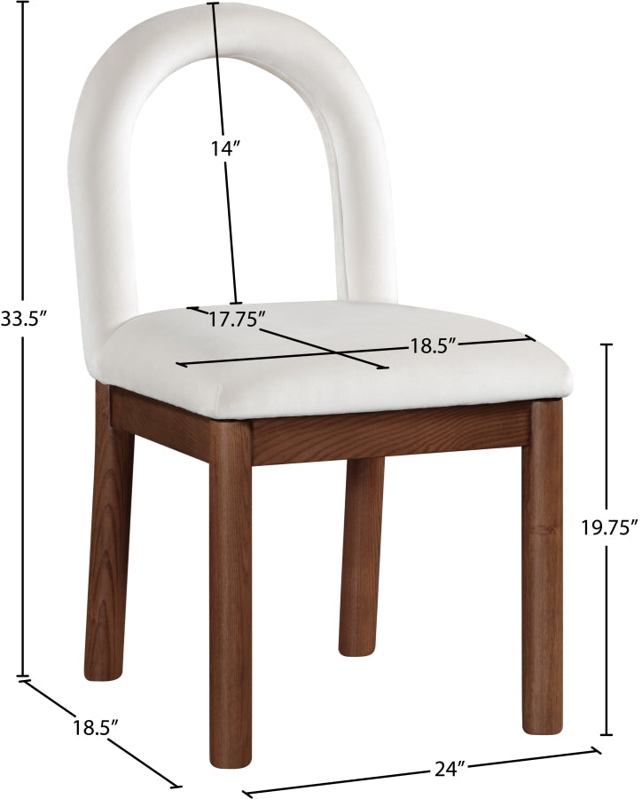 Conrad Velvet Upholstered Dining Chair in Cream - 11009Cream-C