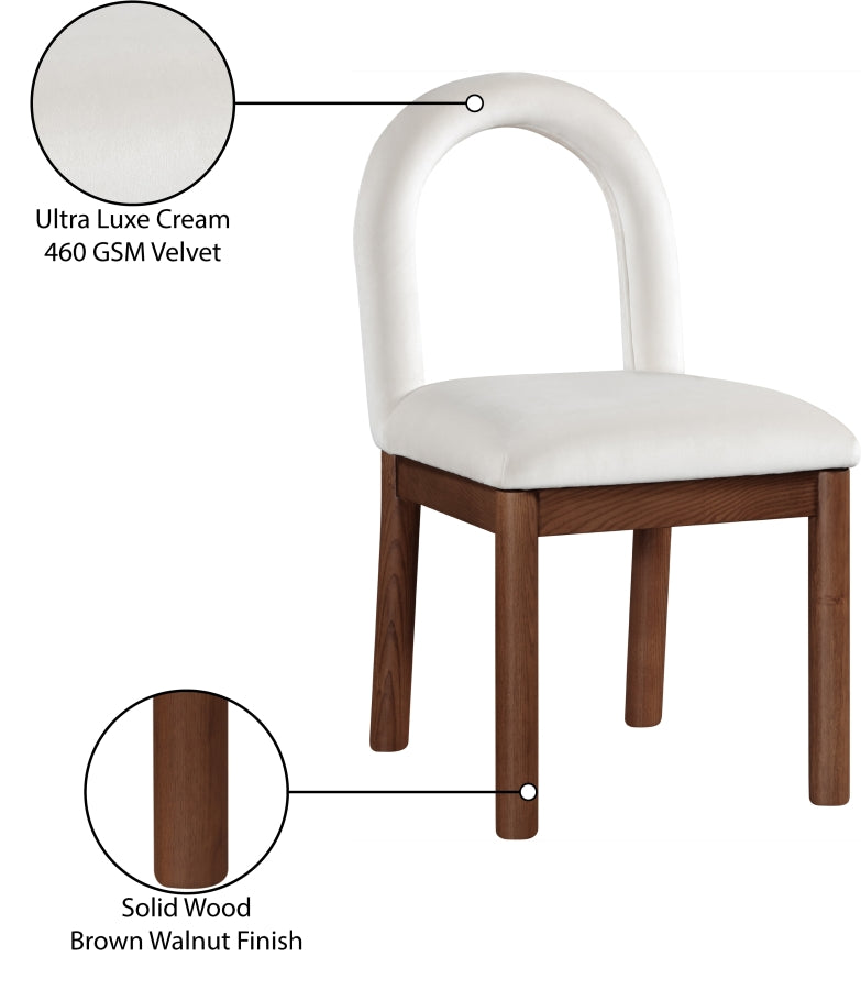 Conrad Velvet Upholstered Dining Chair in Cream - 11009Cream-C