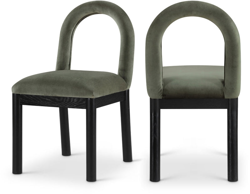 Conrad Velvet Upholstered Dining Chair in Green - 11008Green-C