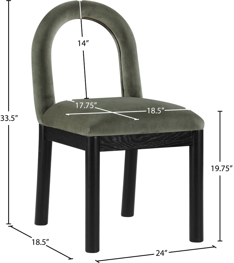 Conrad Velvet Upholstered Dining Chair in Green - 11008Green-C