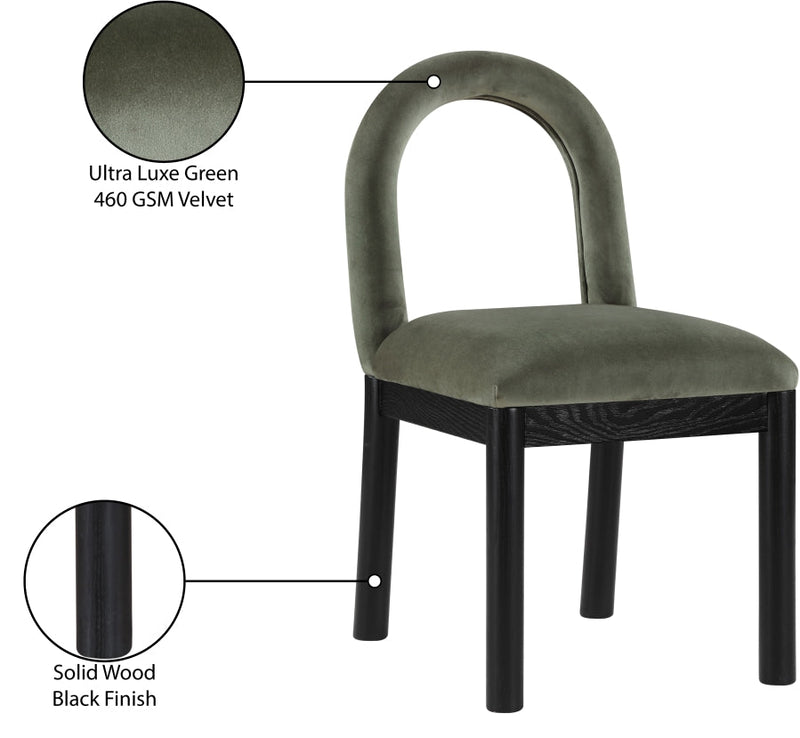 Conrad Velvet Upholstered Dining Chair in Green - 11008Green-C