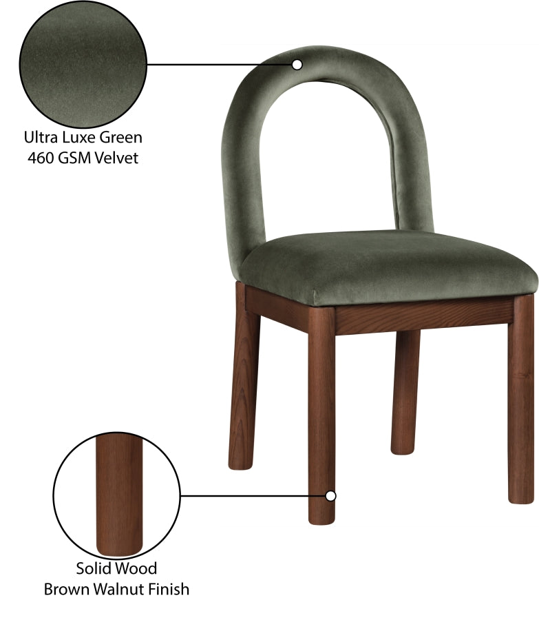 Conrad Velvet Upholstered Dining Chair in Green - 11009Green-C