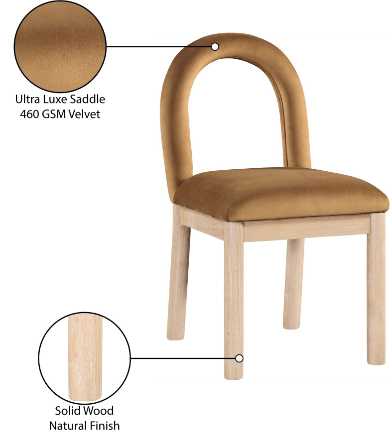 Conrad Velvet Upholstered Dining Chair in Saddle - 11007Saddle-C