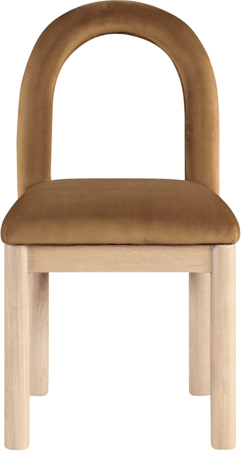 Conrad Velvet Upholstered Dining Chair in Saddle - 11007Saddle-C