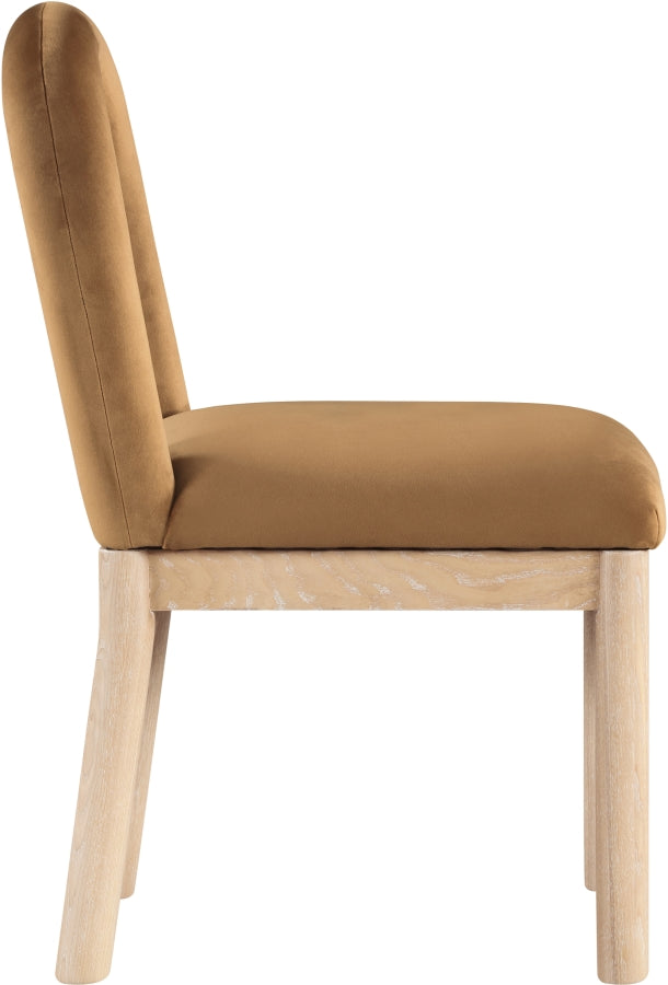 Conrad Velvet Upholstered Dining Chair in Saddle - 11007Saddle-C