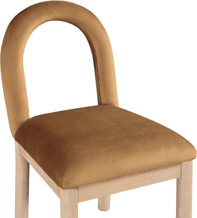 Conrad Velvet Upholstered Dining Chair in Saddle - 11007Saddle-C