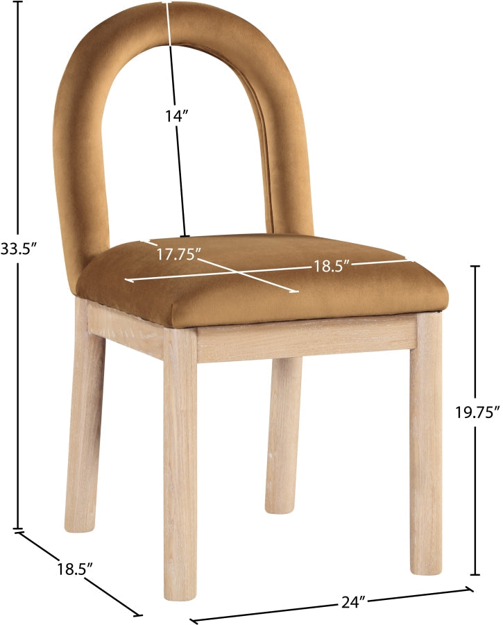 Conrad Velvet Upholstered Dining Chair in Saddle - 11007Saddle-C