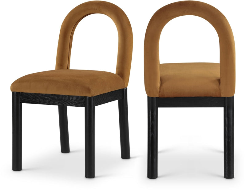 Conrad Velvet Upholstered Dining Chair in Saddle - 11008Saddle-C