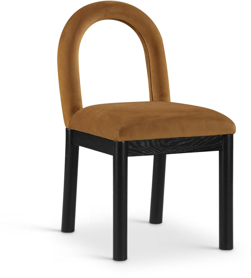 Conrad Velvet Upholstered Dining Chair in Saddle - 11008Saddle-C
