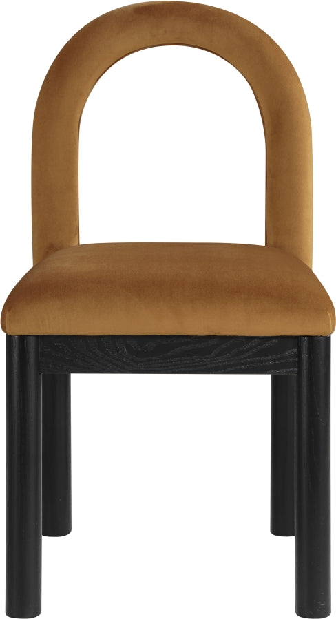 Conrad Velvet Upholstered Dining Chair in Saddle - 11008Saddle-C