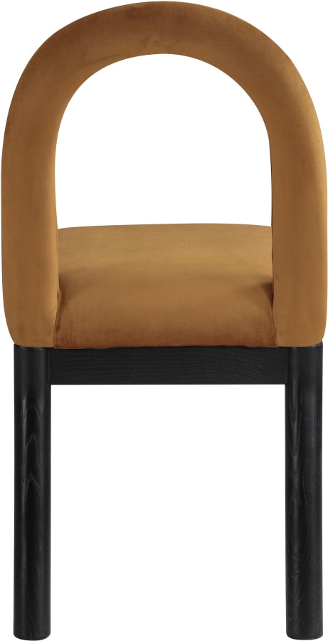 Conrad Velvet Upholstered Dining Chair in Saddle - 11008Saddle-C