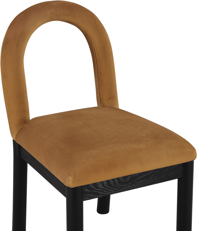 Conrad Velvet Upholstered Dining Chair in Saddle - 11008Saddle-C