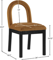Conrad Velvet Upholstered Dining Chair in Saddle - 11008Saddle-C
