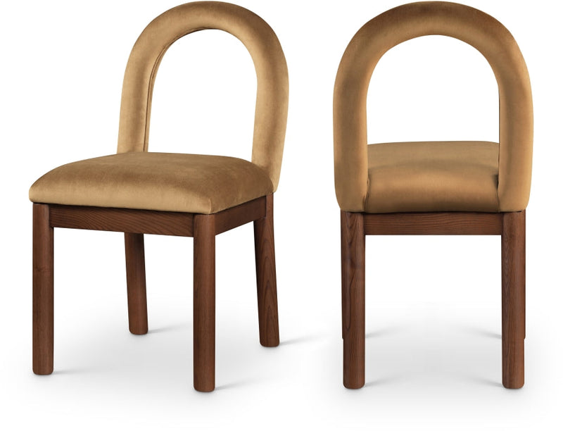 Conrad Velvet Upholstered Dining Chair in Saddle - 11009Saddle-C
