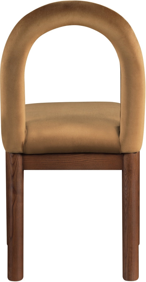 Conrad Velvet Upholstered Dining Chair in Saddle - 11009Saddle-C