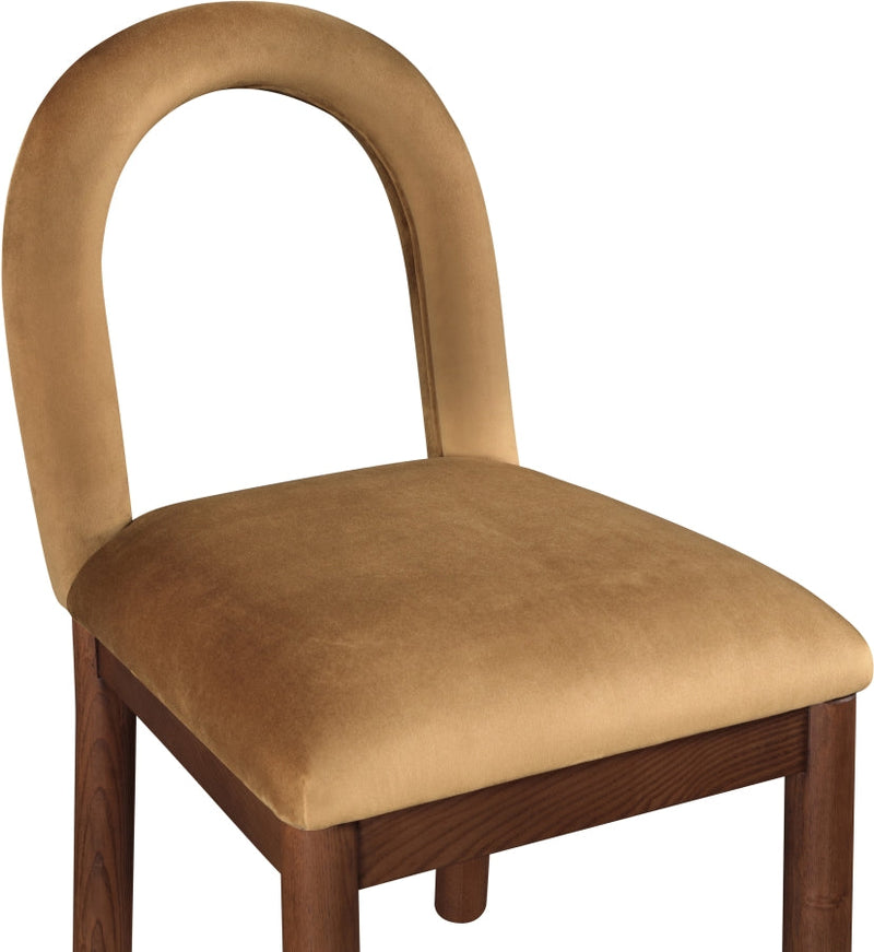 Conrad Velvet Upholstered Dining Chair in Saddle - 11009Saddle-C