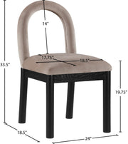 Conrad Velvet Upholstered Dining Chair in Taupe - 11008Taupe-C