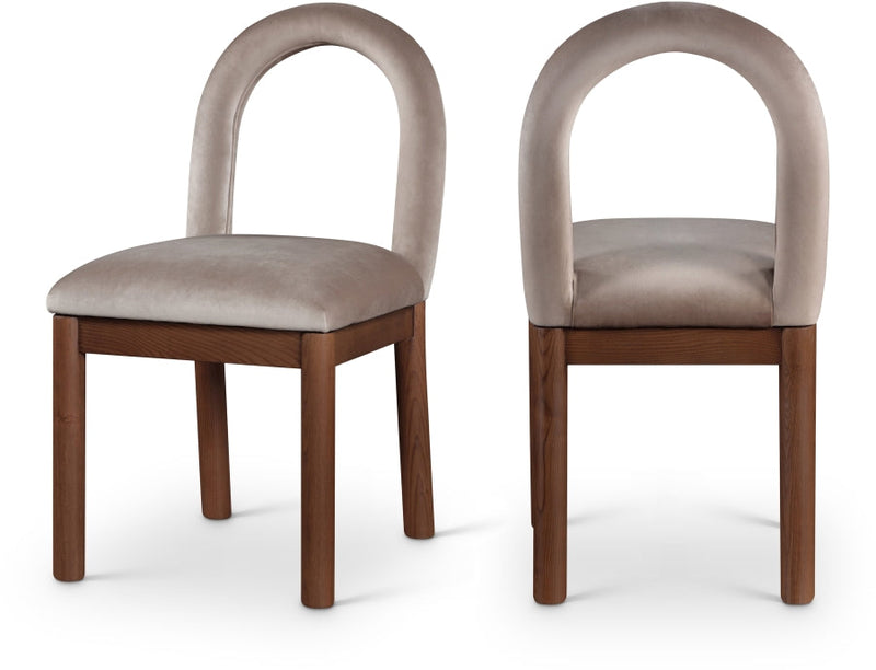 Conrad Velvet Upholstered Dining Chair in Taupe - 11009Taupe-C