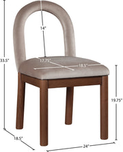 Conrad Velvet Upholstered Dining Chair in Taupe - 11009Taupe-C