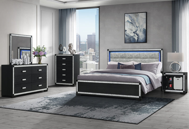 Soleil Charcoal King Bed Group With Cooler And Speaker - SOLEIL-CHARCOAL-KBG W/ COOLER