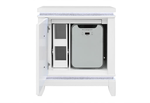 Alina White Nightstand With Cooler, Led, Speaker And Usb - ALINA-WHITE-NS W/ COOLER LED SPKR USB-N