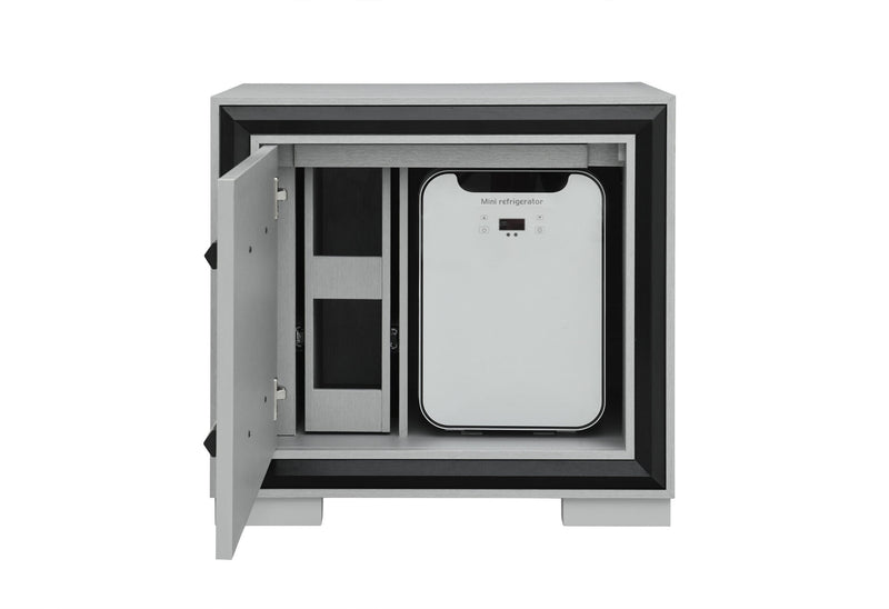 Amelia Grey/Black Nightstand With Cooler And Speaker - AMELIA-GREY/BLACK-NS W/ COOLER & SPEAKER