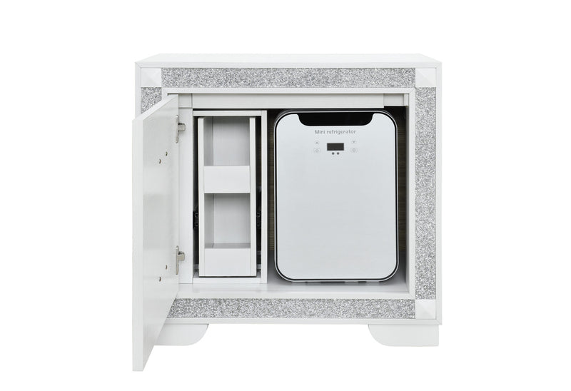 Soleil White Nightstand With Cooler And Speaker - SOLEIL-WHITE-NS W/COOLER + SPKR