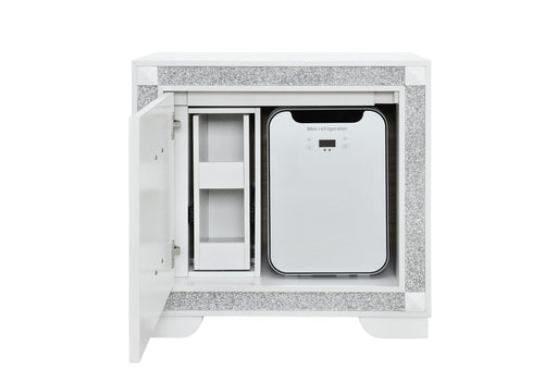 Soleil White Nightstand With Cooler And Speaker - SOLEIL-WHITE-NS W/COOLER + SPKR
