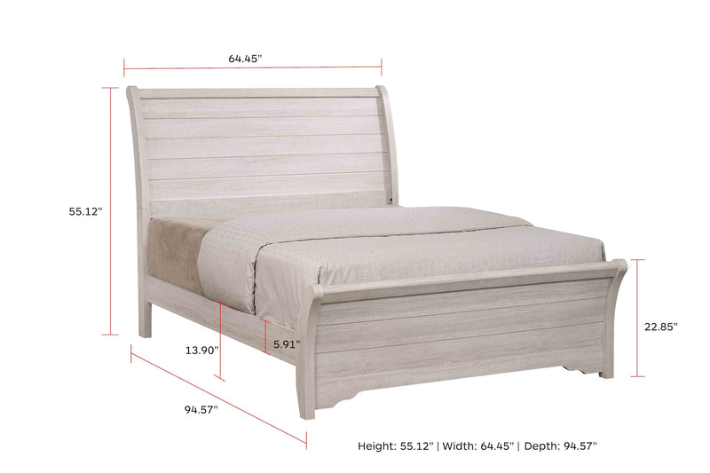 Coralee Chalk/Gray Queen Sleigh Bed - Gate FurnitureQueen Bed