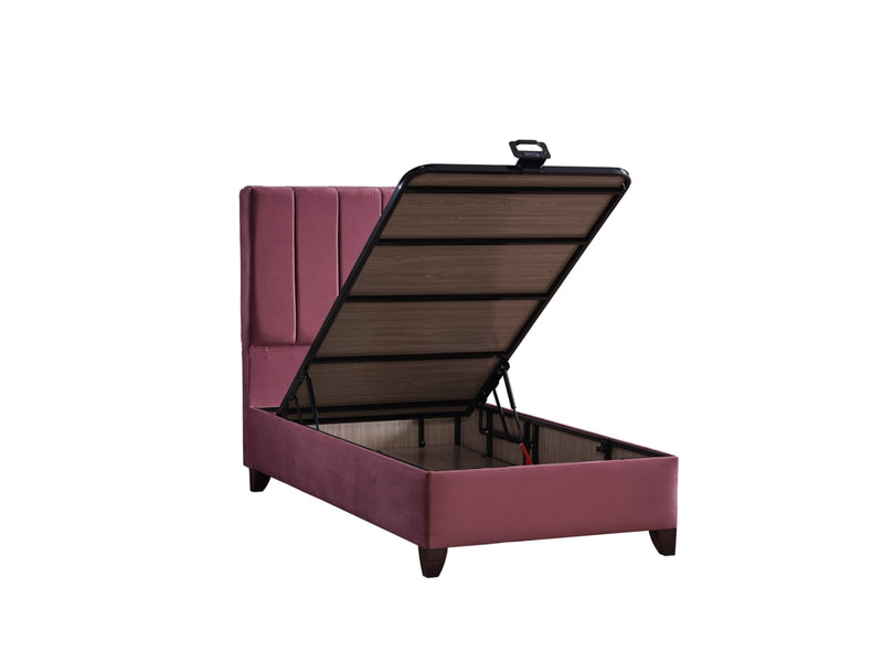 Cordoba Storage Bed With Headboard - Twin in Light Blue - 110-COR-L47-100-SBWHB
