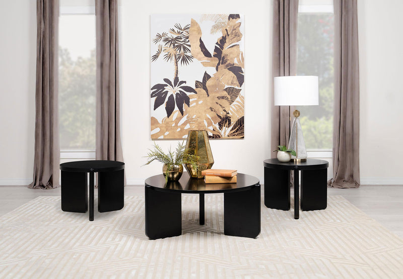 Cordova 3-piece Solid Wood Coffee and End Table Set Black - 709678-S3
